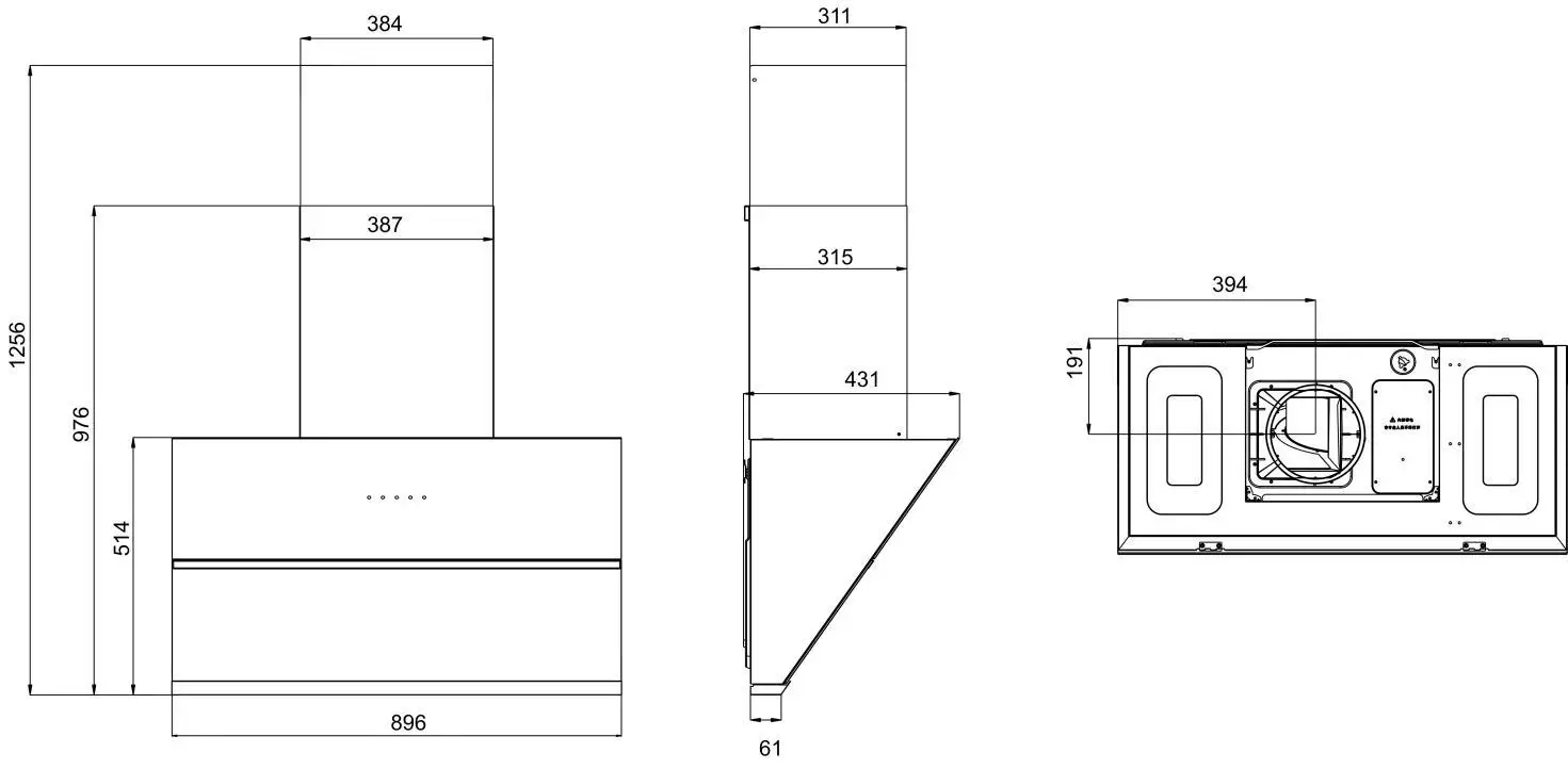 ELBA EH-N9125ST Designer Hood - PRODUCT SIZE