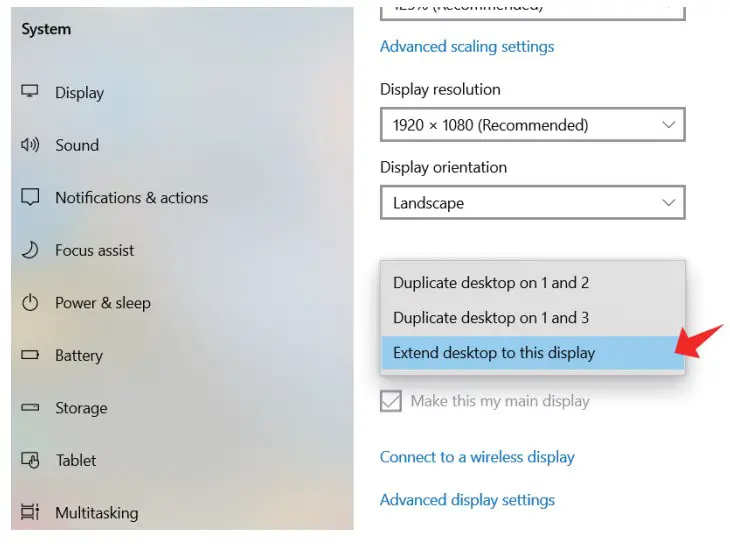 Display Settings for Win10