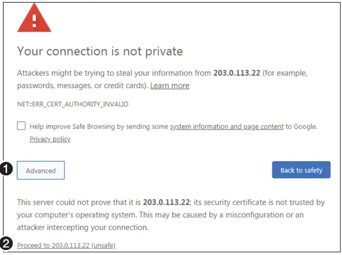 Privacy Error Message