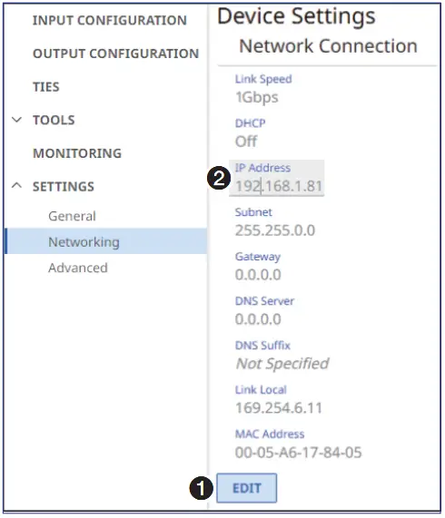 Network Connection Pane