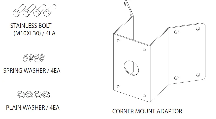 Hanwha-Vision-SBP-300KM1-Corner-Mount-Adaptor-Pole-Mount-Adaptor-1