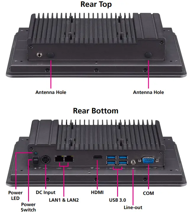 NEXCOM XPPC 10-200 Wide Screen Touch Computer - Rear Top