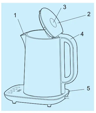 Midea MK-HE1508 1.5L Electric Kettle - Part Name