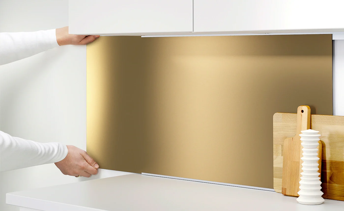 Ikea 904.287.00 Lysekil Wall Panel Double Sided Brass Color Stainless Steel Color48x19 
