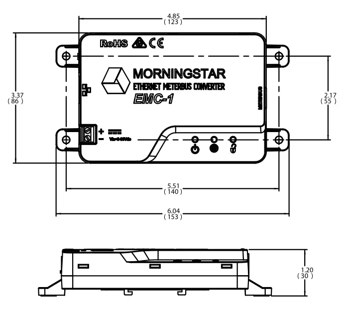Morningstar EMC-1 Ethernet-Meterbus Converter DIMENSIONS