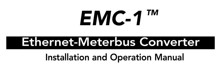 Morningstar EMC-1 Ethernet-Meterbus Converter Installation and Operation Manual