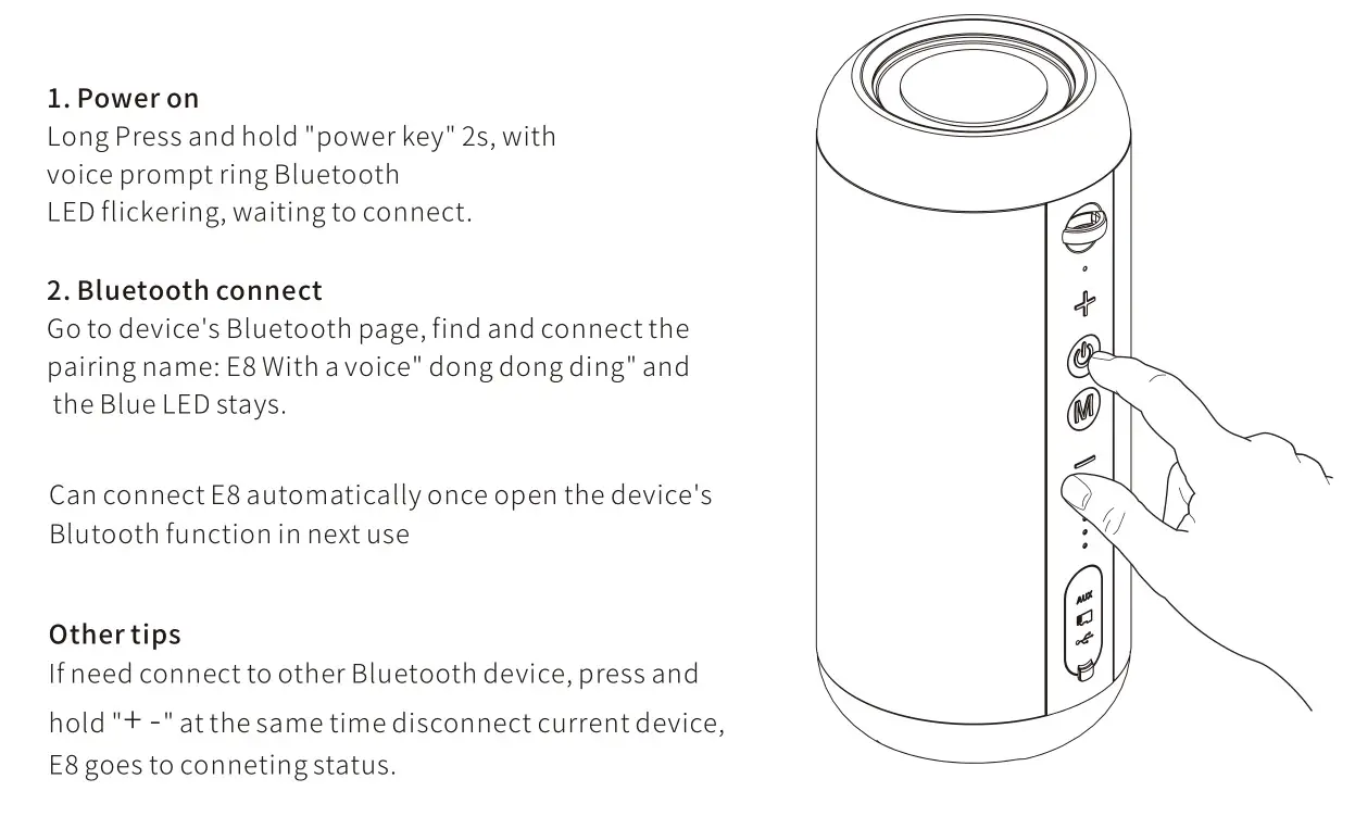 Stage10 E8-L Bluetooth Speaker - Bluetooth connecting