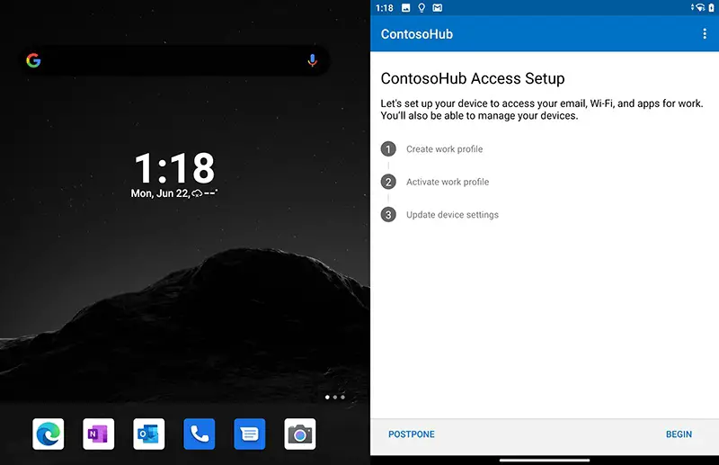 Microsoft Surface Duo Dual Screen Mobile Productivity- setup page