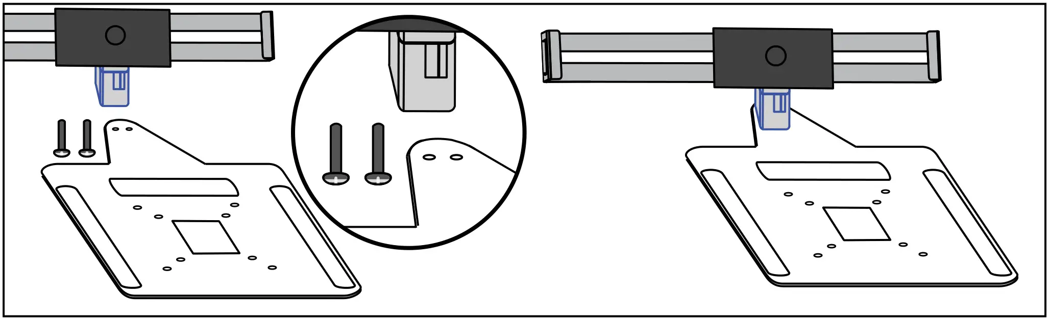 CTA Auto-Sam Laptop Security Arm with VESA Mounting Base for Vehicles - Connecting the Holder to the Laptop Plate Base