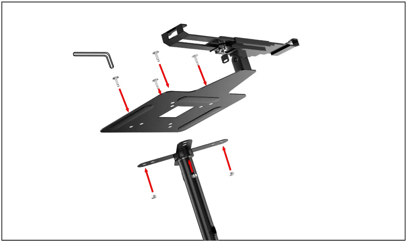 CTA Auto-Sam Laptop Security Arm with VESA Mounting Base for Vehicles - Connecting the Laptop Holder Plate Base to the VESA Joint as shown below