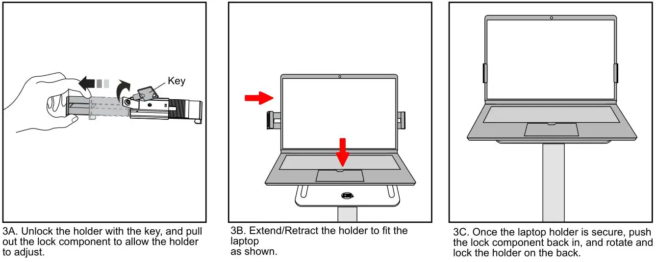 CTA Auto-Sam Laptop Security Arm with VESA Mounting Base for Vehicles - Installing your Laptop to the Holder Plate Base