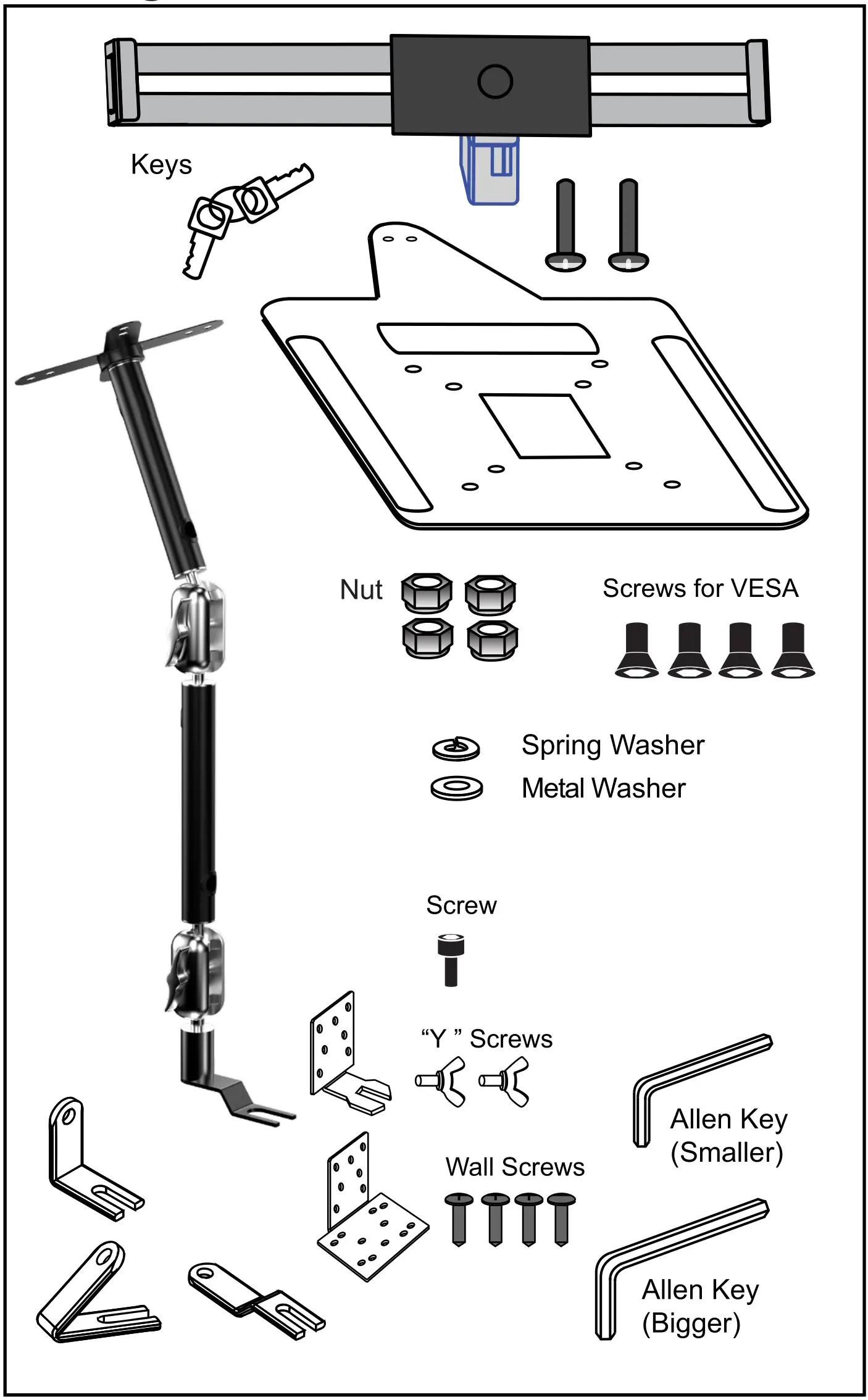 CTA Auto-Sam Laptop Security Arm with VESA Mounting Base for Vehicles - Package Contents