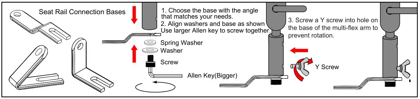 CTA Auto-Sam Laptop Security Arm with VESA Mounting Base for Vehicles - The following (3) clamps allow you to connect from the bottom of Multi-Flex Pole setup