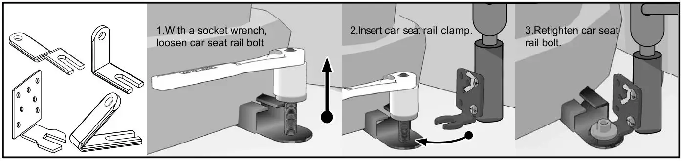 CTA Auto-Sam Laptop Security Arm with VESA Mounting Base for Vehicles - When connecting to the car seat rail - Choose from the following (4) rails as shown