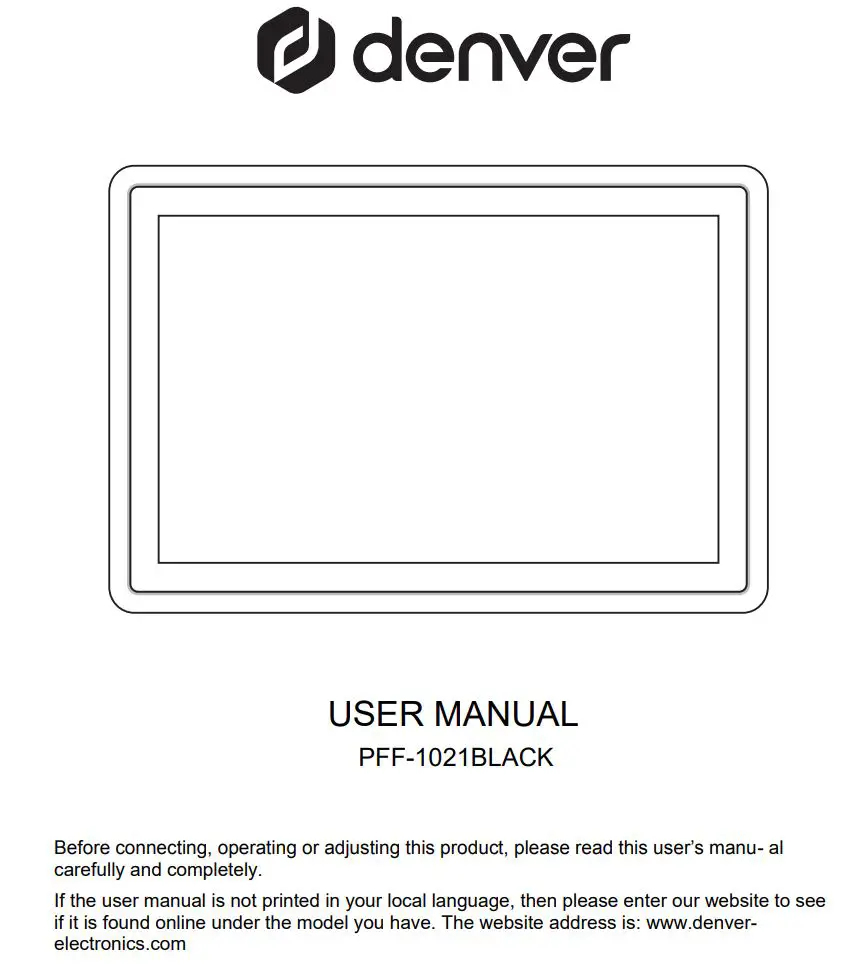 DENVER PFF-1021BLACK 10.1 inch Digital Photo Frame User Manual
