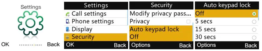 UNIWA 3G Feature Phone - Keypad lock settings