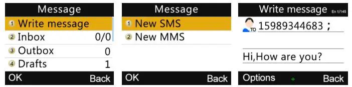 UNIWA 3G Feature Phone - Send and receive messages