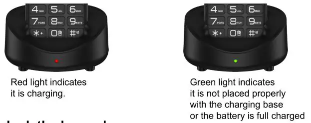 UNIWA 3G Feature Phone - the indicator light on the charging base