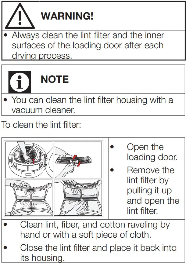 beko DU9149SX0W Tumble Dryer User Manual - Lint Filter