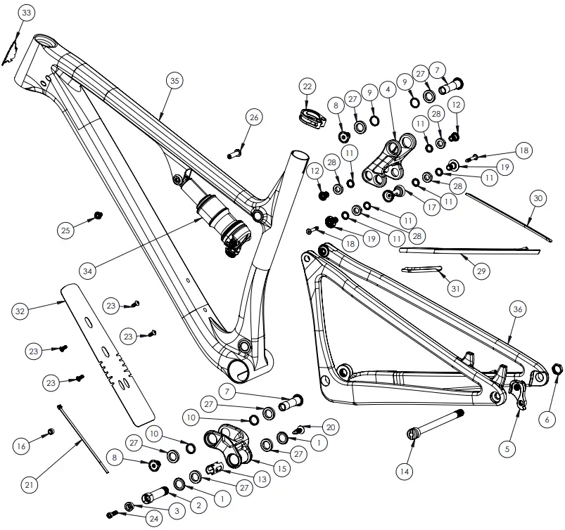 INTENSE 2021 SniperXC Expert Bike - exploded view and
