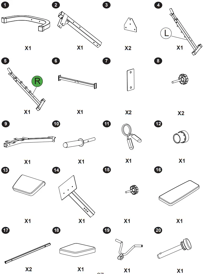 COSTWAY SP37730 Adjustable Olympic Weight Bench for Full-body Workout and Strength Training - PART