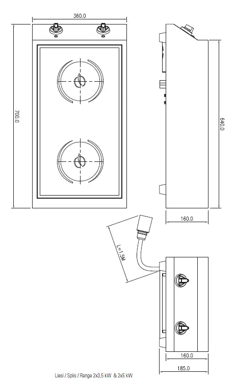 metos IND-E0P-L3500x2U Eco Kitchen Induction Range-13