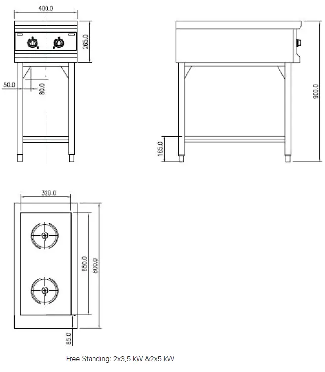 metos IND-E0P-L3500x2U Eco Kitchen Induction Range-14