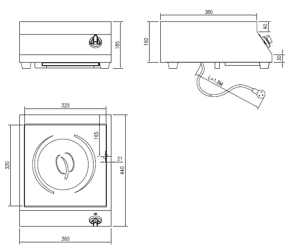 metos IND-E0P-L3500x2U Eco Kitchen Induction Range-9