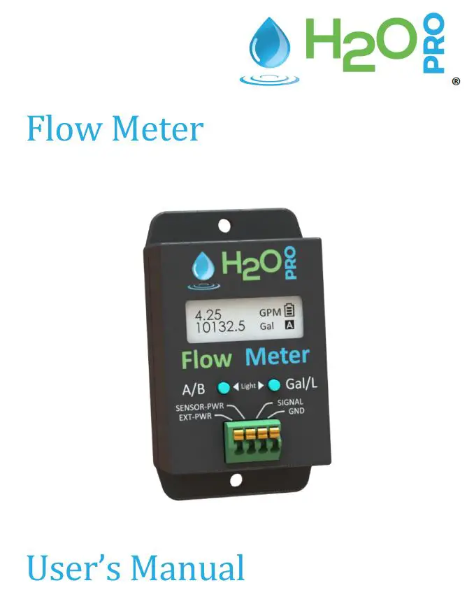 H2OPRO HA-1048 Flow Meter User Manual