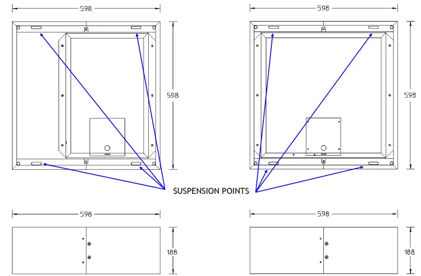 CONSORT CLAUDGEN HE7237SL Surface Ceiling Heaters - Dimensions