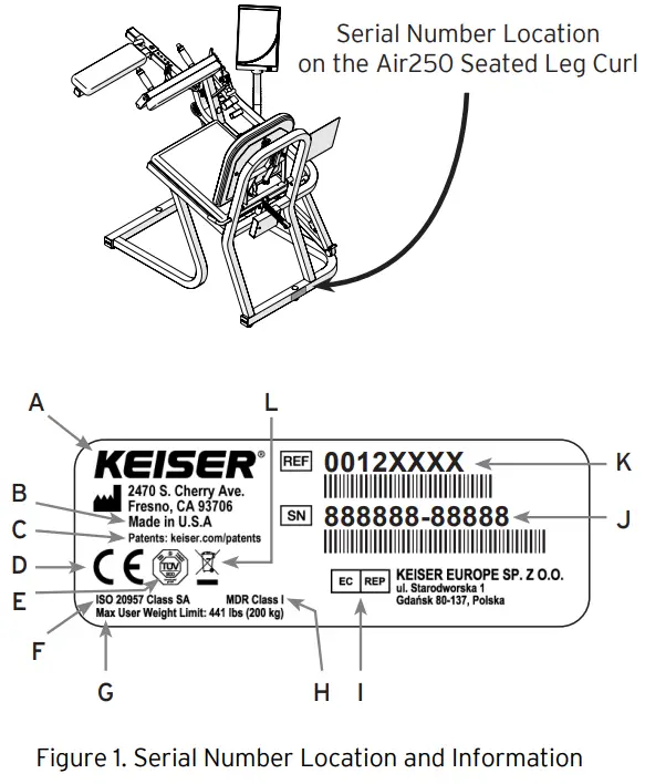 KEISER AIR250 Seated Leg Curl Machine - Fig 1