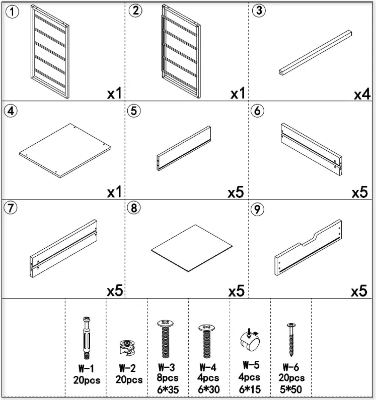 Tribesigns HOGA-JW0307 Eulas 5 Drawer White Chest of Drawers - tools