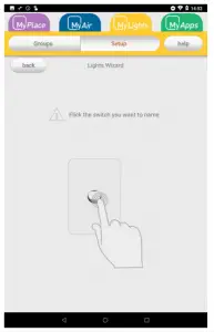 Flick the wall light switch that you would like to (re)name.