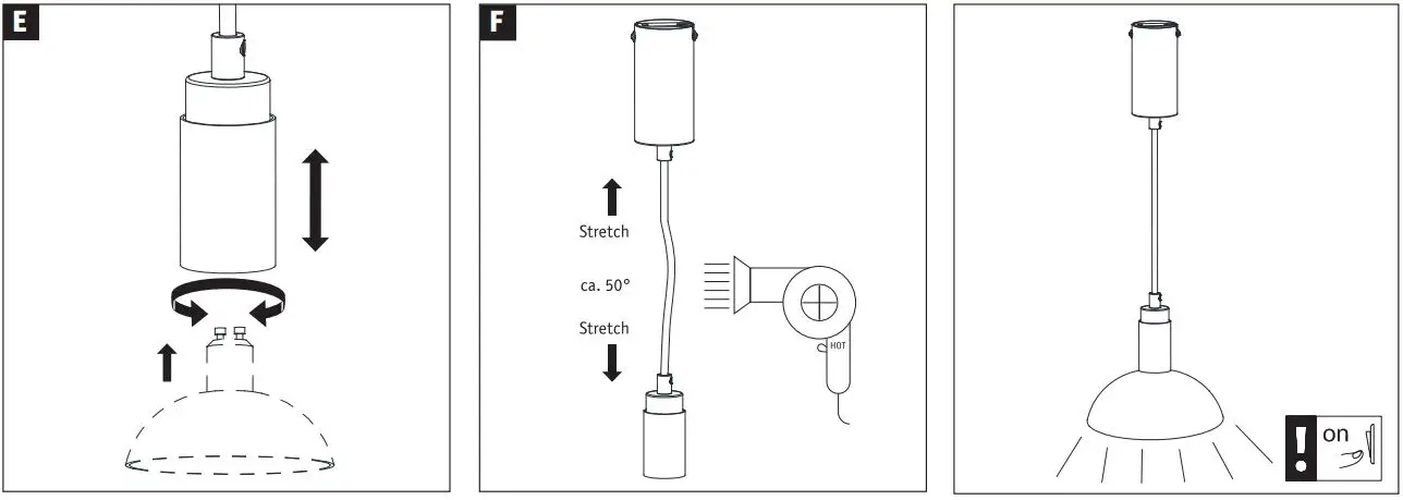 Paulmann 795.19 Runa Pendant Lamp Instruction Manual - Fig E,F