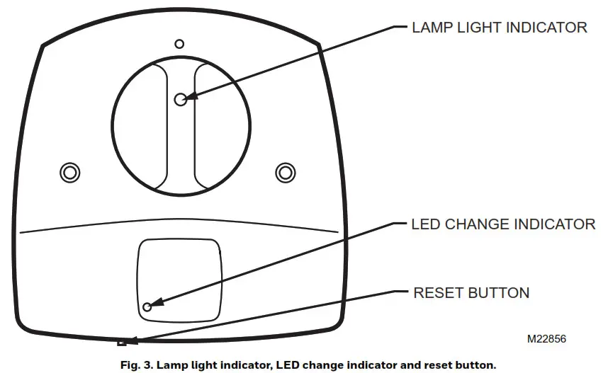 Honeywell Home UV100E Ultraviolet System - Lamp light indicator, LED change indicator and reset button