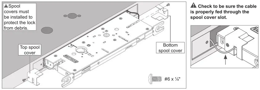 Schlage LM9200 Series Lock Installation - Install the top and bottom spool covers