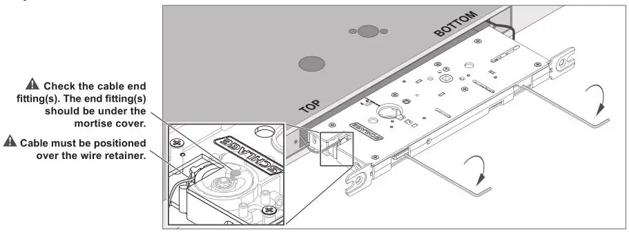 Schlage LM9200 Series Lock Installation - Turn spool to move cable end fitting