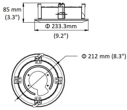 HIKVISION DS 1671ZJ In Ceiling Mounting Bracket for 4 inch PTZ Camera - Dimension