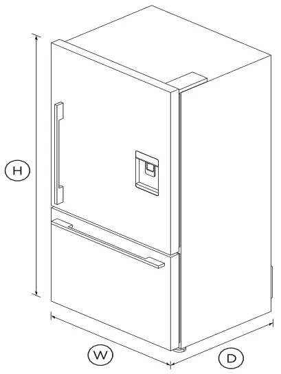 FISHER PAYKEL RF170WDRUX5 N Freestanding Refrigerator Freezer 32 Inch, 17 1 cu ft Ice and Water - DIMENSIONS
