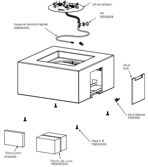 JENSEN CO 141NG Estes Casual Square Fire Table - TECHNICAL PARTS LIST