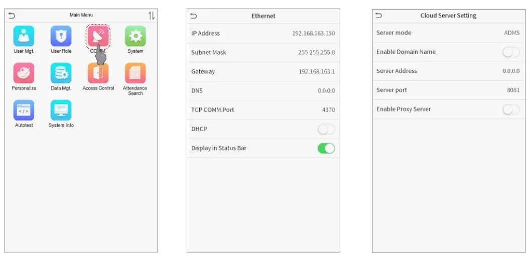 ZKTeco ProFace X [TD] - Server Settings