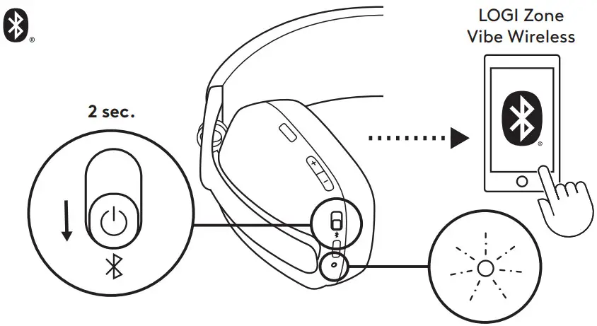 logitech Zone Vibe Wireless Headset - Connect via BLUETOOTH