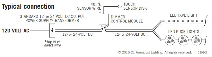 Armacost TDAL14 Remote Touch LED Dimmer-connection
