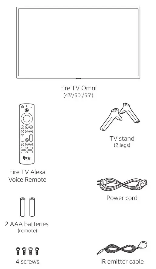 amazon Omni Series 43 Inch 4K UHD Smart Fire TV User Guide - What's in the box