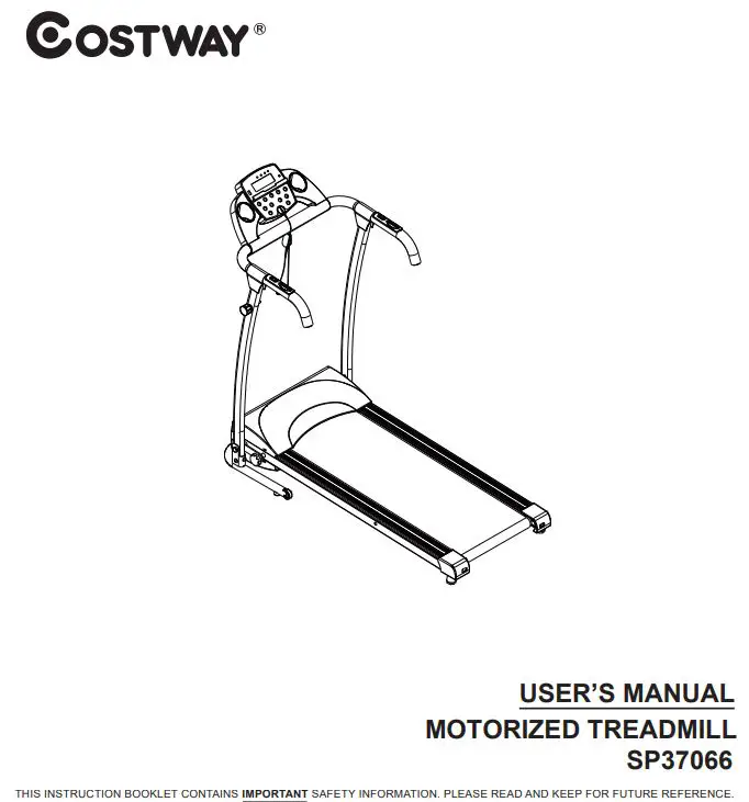 COSTWAY Motorized Treadmill SP37066 USER’S MANUAL