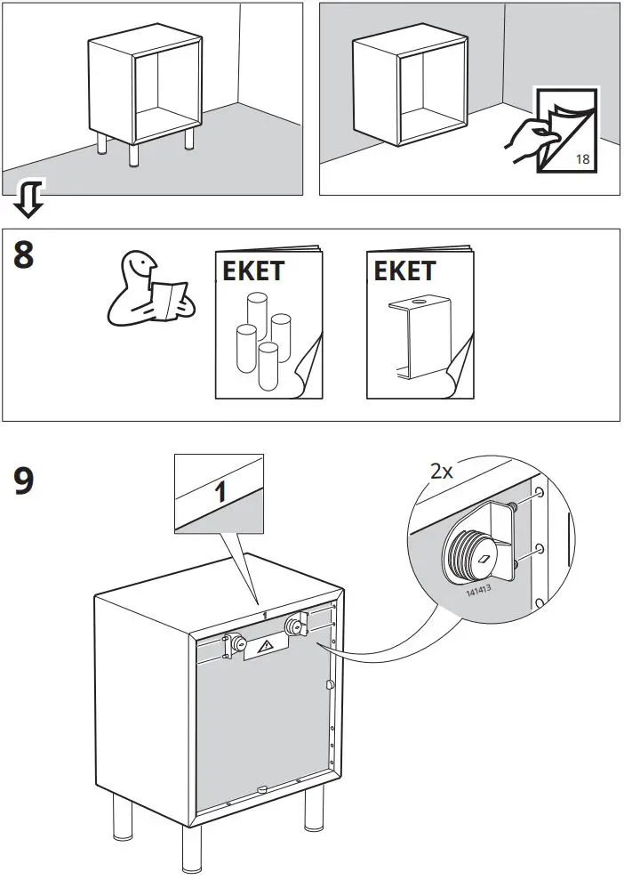 IKEA 604.741.28 EKET Cabinet Instruction Manual - Installation 8,9