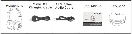 SIMOLIO JH 711 Bluetooth Stereo Headphone - Package Contents