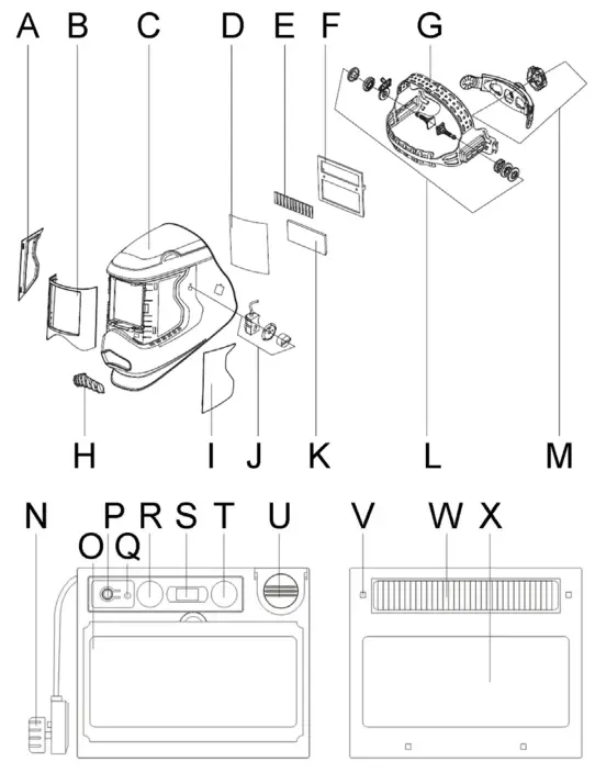 PRO POINT 8974230 Trooper Auto-Darkening Welding Helmet - IDENTIFICATION KEY
