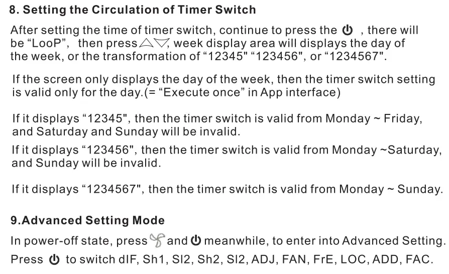 BEOK TGP51WIFI-AC Fan Coil Thermostat Instruction Manual - Thermostat Operation Instruction