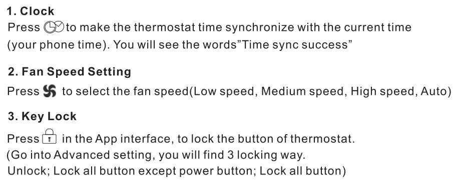 BEOK TGP51WIFI-AC Fan Coil Thermostat Instruction Manual - Thermostat setting through Phone Operation